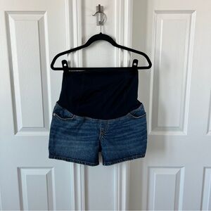 Women's Denim Over Belly Maternity Shorts